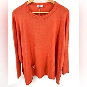 Mersea women’s Catalina travel crewneck sweater bright orange comfort Sz O/S NWT